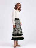 Vintage Leopard Print Contrast Knit Skirt