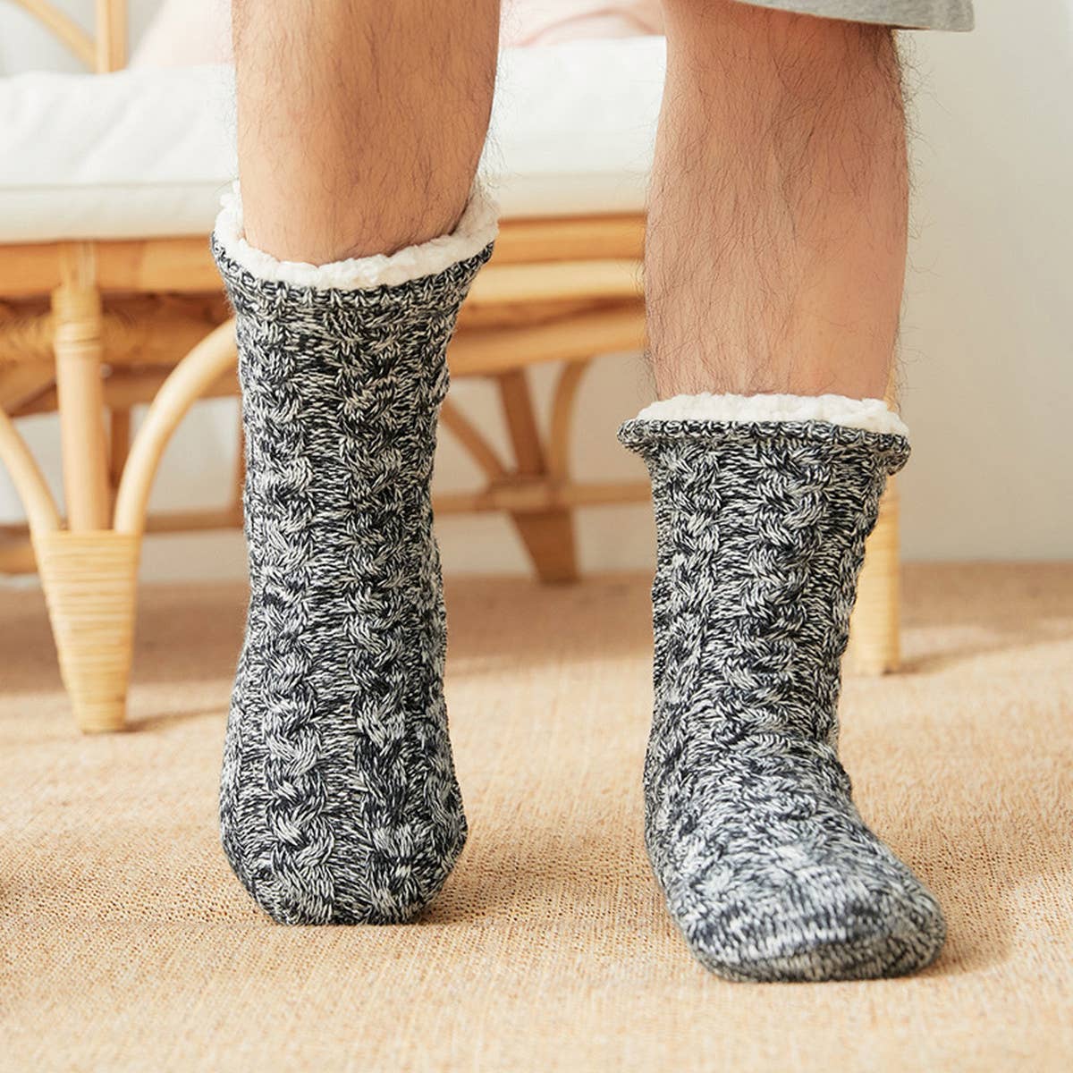 Winter Men Leg Covers Plush Indoor Slippers_Cwms0708
