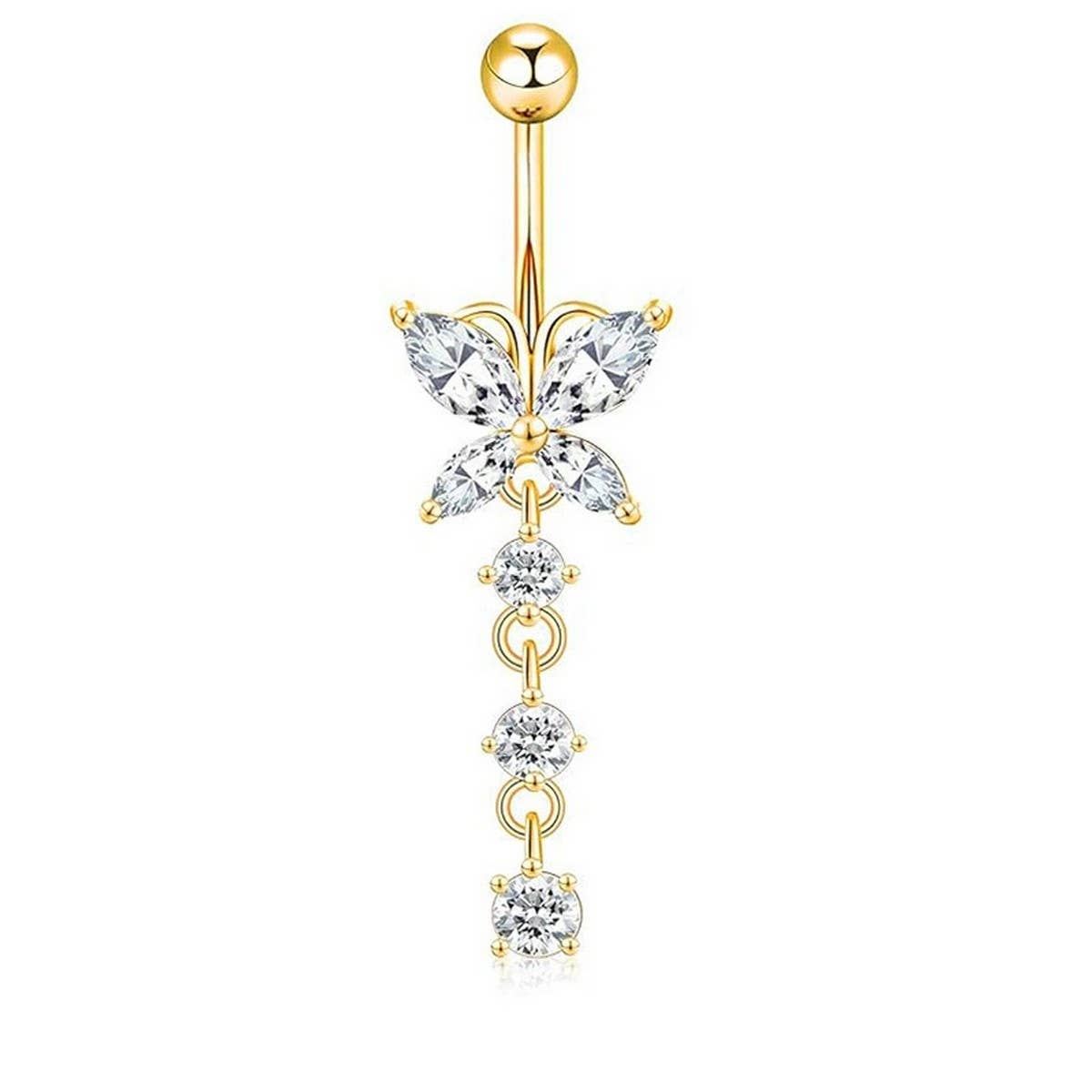 BUTTERFLY CZ BELLY BUTTON RING BODY PIERCING_CWMM9178