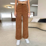 Straight-Leg Corduroy Pants With Button Pockets