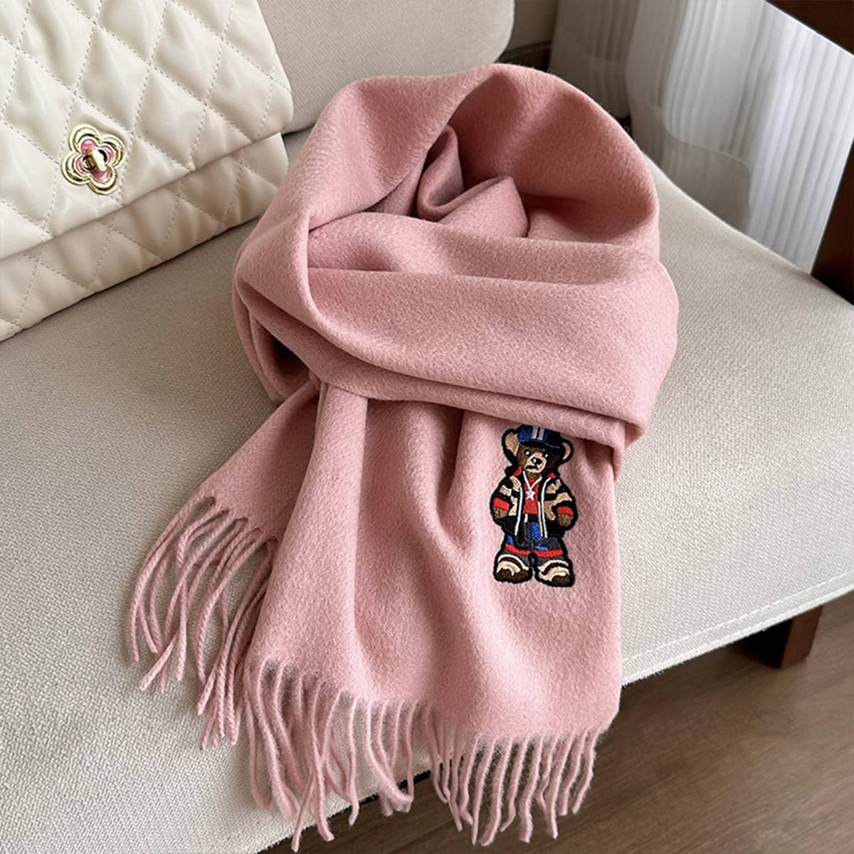 BRITISH PLAID BEAR SCARF UNISEX WINTER WARM WRAP_CWASC1496