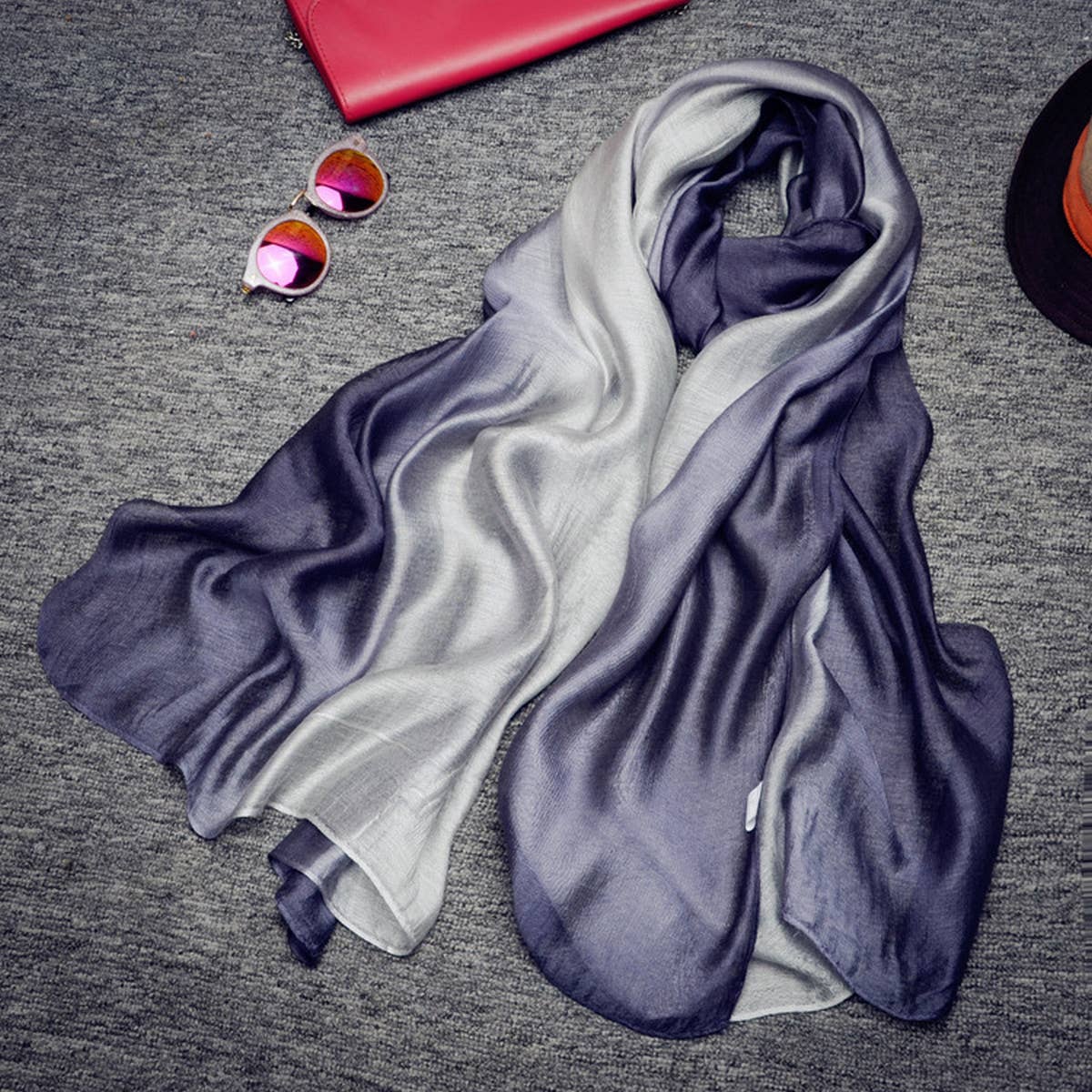 GRADIENT SILK LONG SCARF SHAWL_CWASC0606