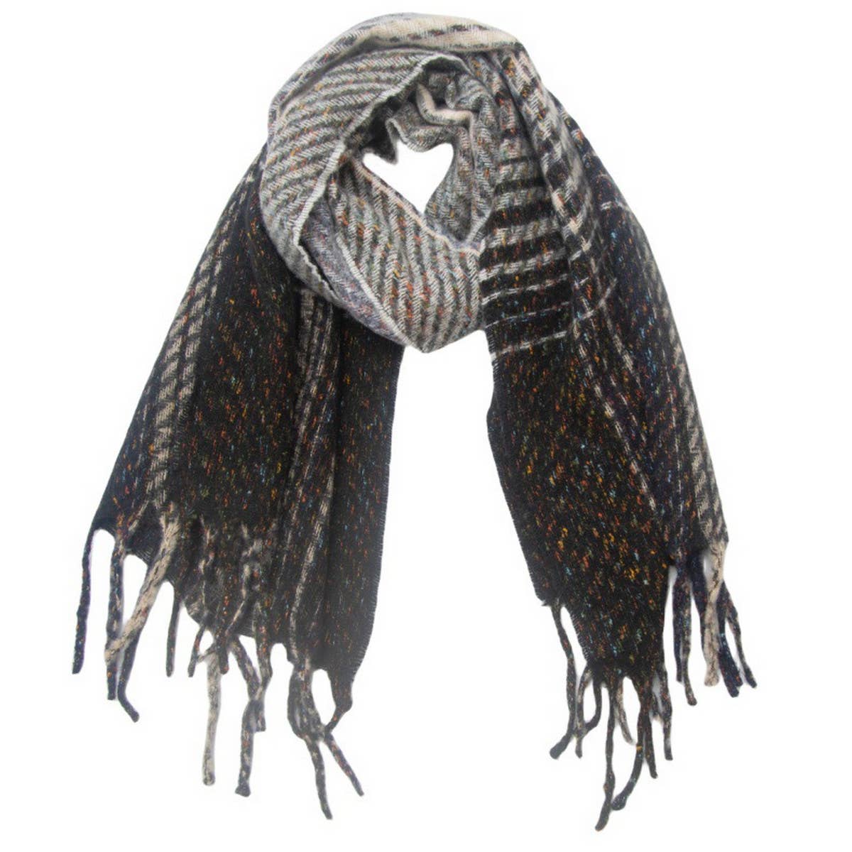 GRADIENT FRINGE SCARF FALL WINTER JACQUARD WRAP_CWASC0874