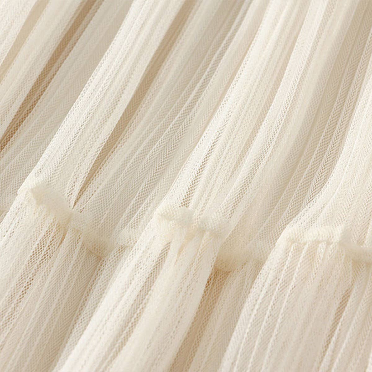 Tulle Lace Trim Pleated Cake Fairy Maxi Skirt_Cwbms0362