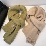 COZY BEIGE WOOL BLEND KNIT SCARF THICK WARM UNISEX_CWASC1503