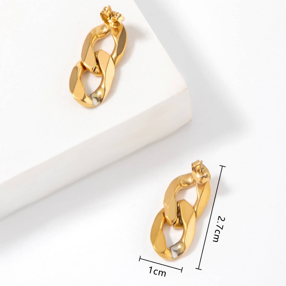 SIMPLE DOUBLE CIRCLE CHAIN TITANIUM STEEL EARRINGS_CWMM3664