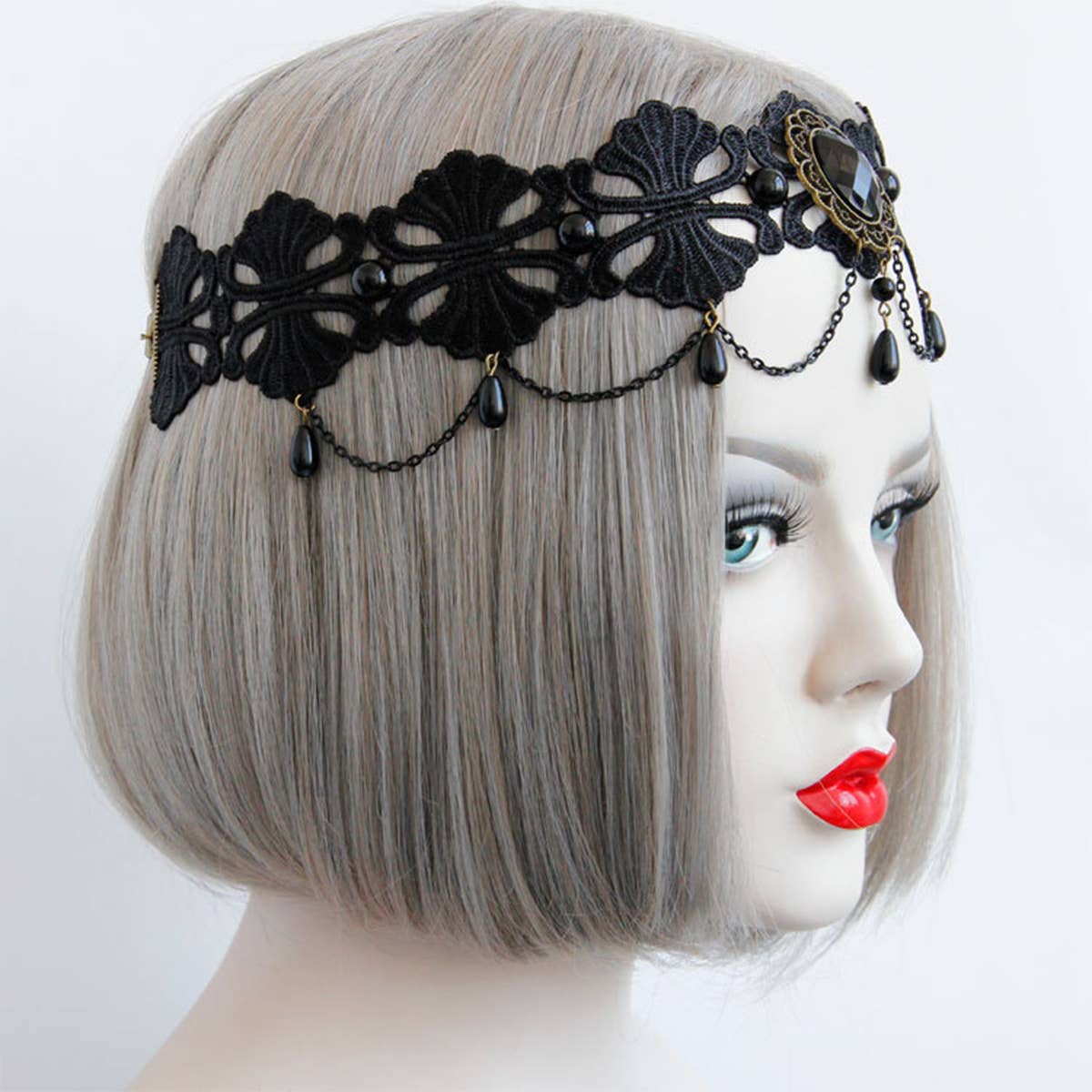 HALLOWEEN PEARL LACE HEADBAND_CWMM0136