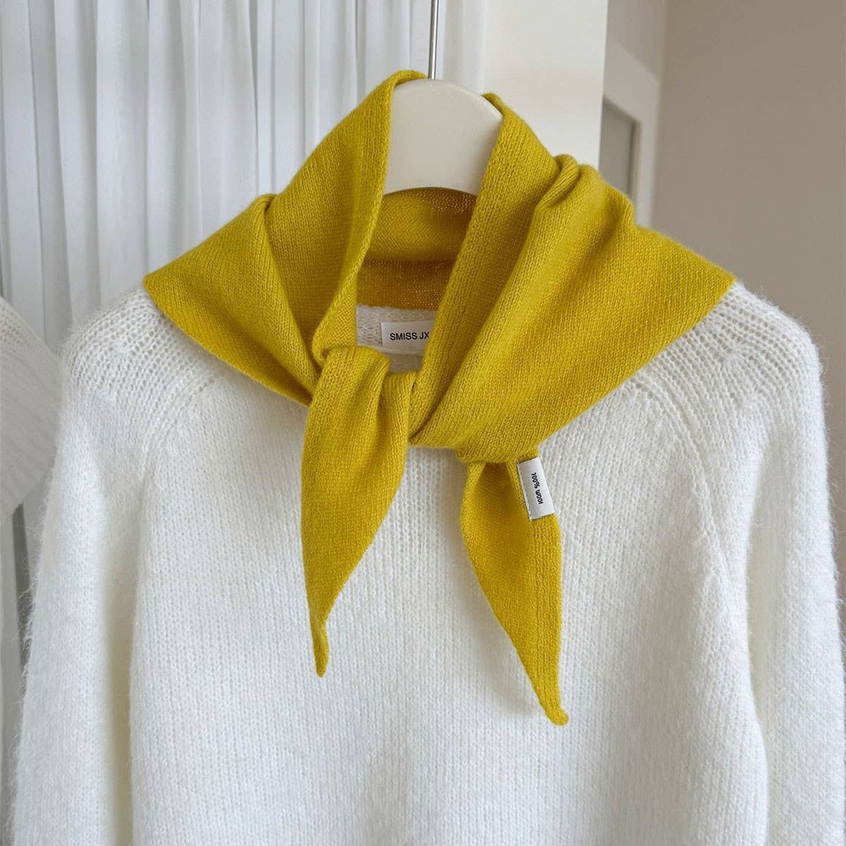 Pure Wool Knit Triangle Scarf Multi-Use_Cwov00279