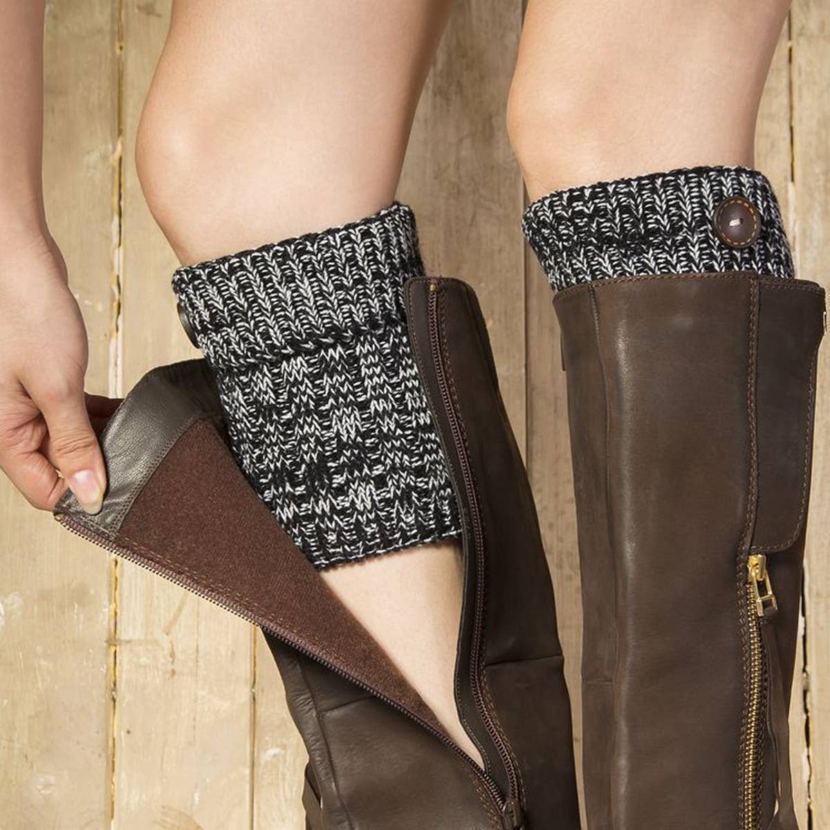 Winter Knee Pads Diamond Grid Plus Fleece Socks_Cwms0761