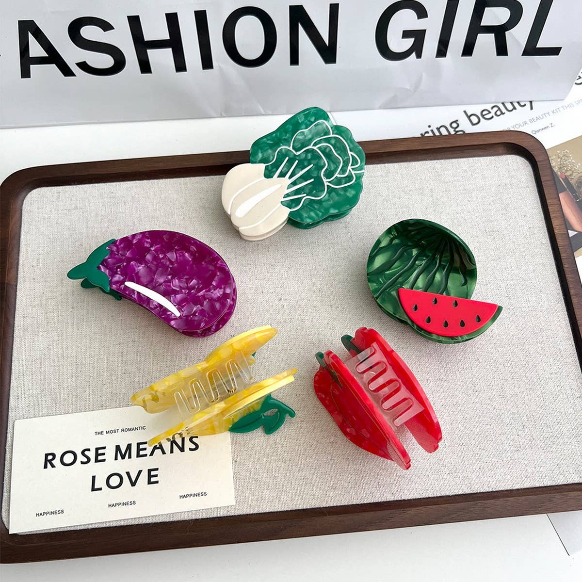 CUTE VEGGIE FRUIT ACETATE CLAW CLIP SUMMER FUN_CWAHA5834