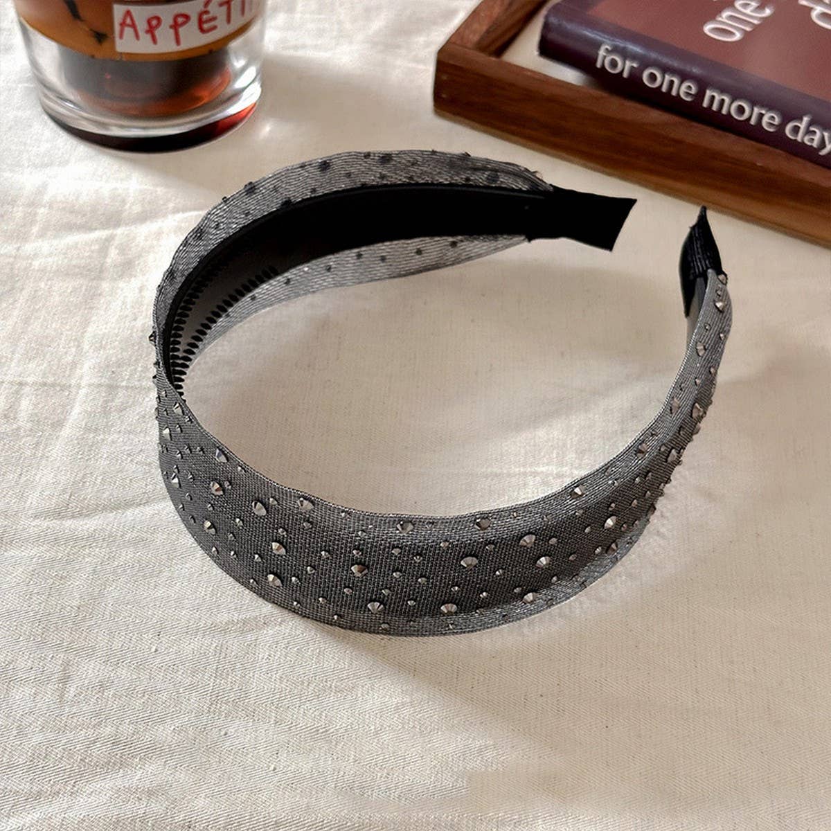 Rhinestone Mesh Headband Elegant Wide Style_Cwaha08171