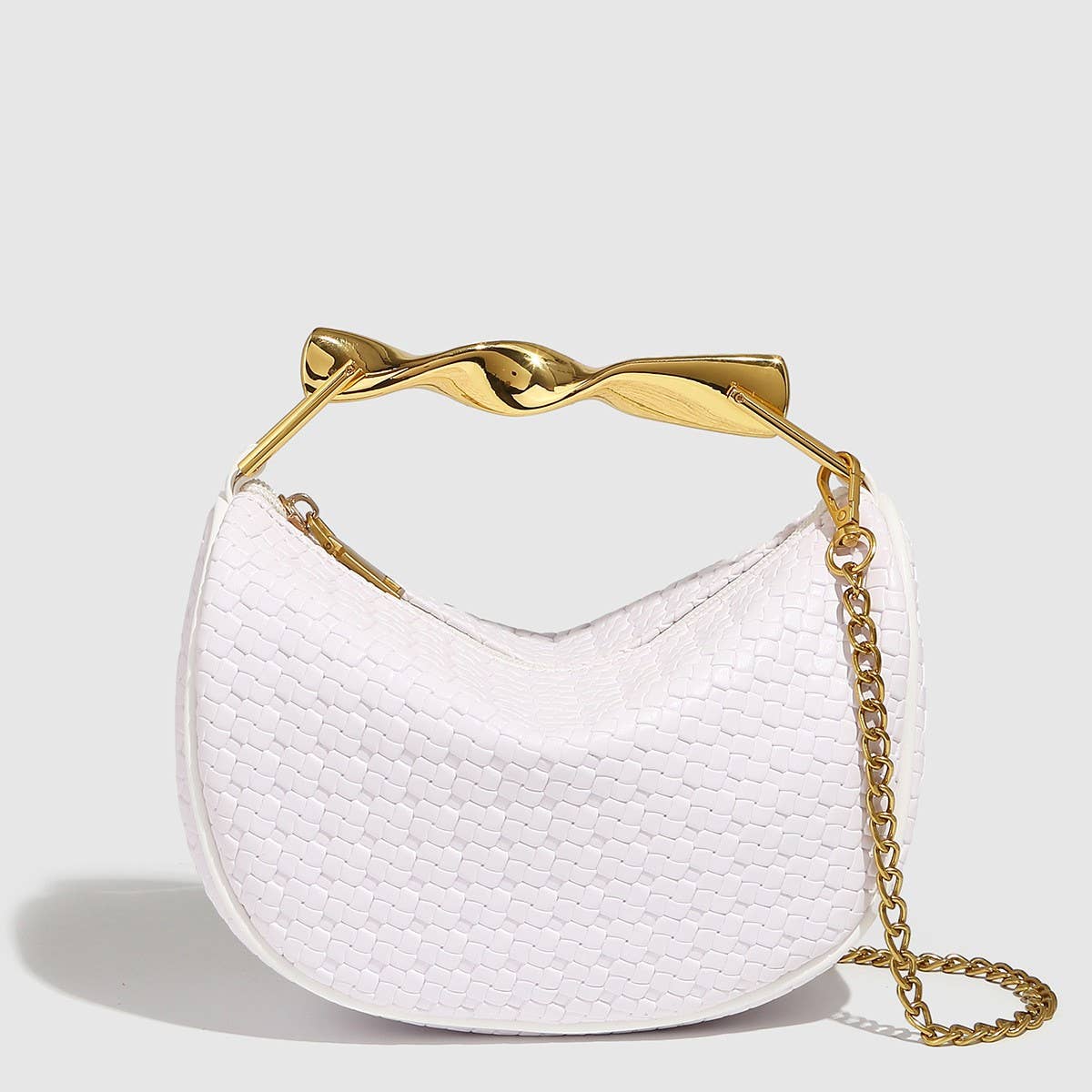 SMALL TWEED STYLE WOVEN CHAIN SHOULDER BAG_CWAB5709