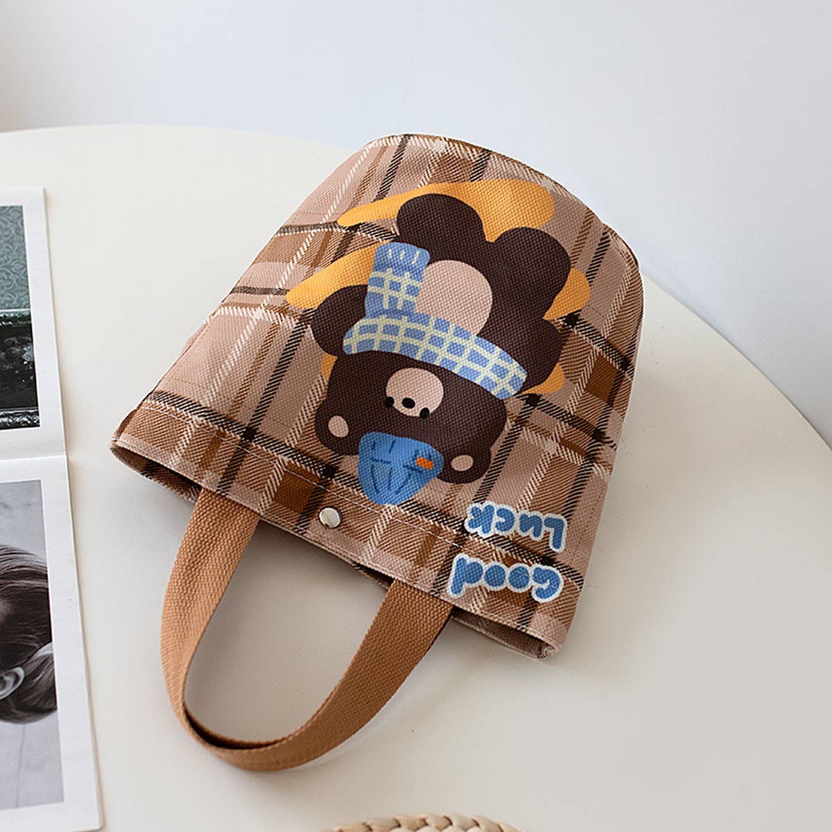 CARTOON PLAID LUNCH BAG FOR MOMS WORK_CWAB5599