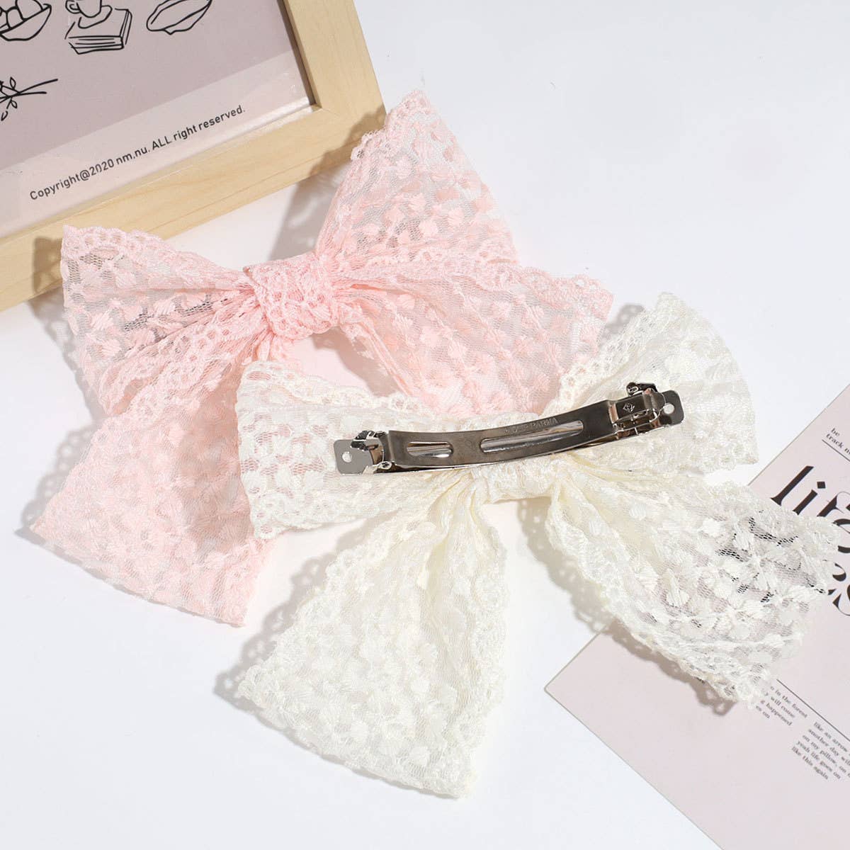 LACE BOW SPRING HAIR CLIP SWEET ELEGANT STYLE_CWAHA2294