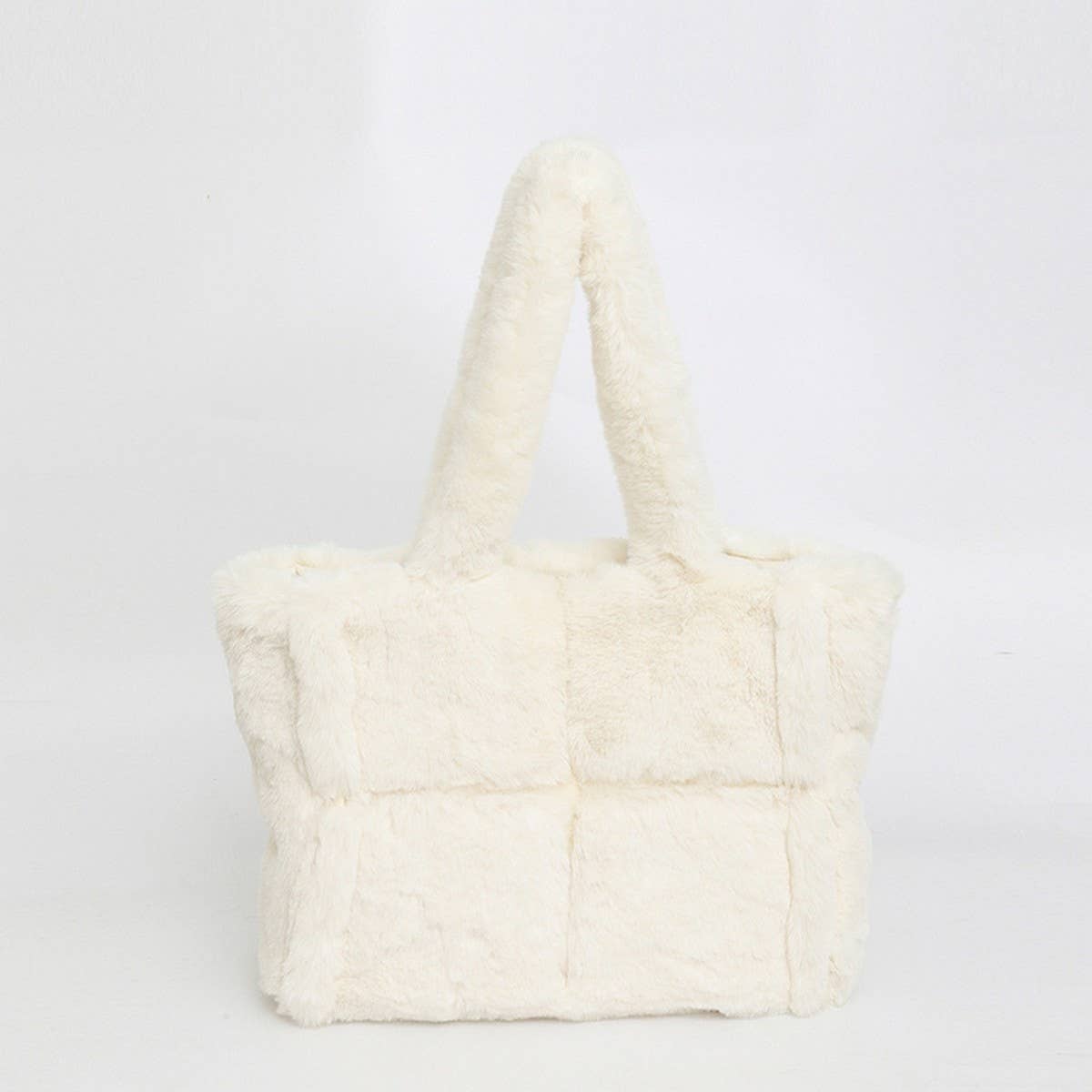 Winter Fashion Splicing Handheld Shoulder Plush Bag_Cwab3940