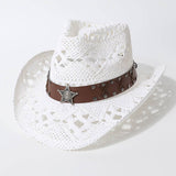 Wide Brim Western Straw Cowboy Sun Hat_Cwah3663