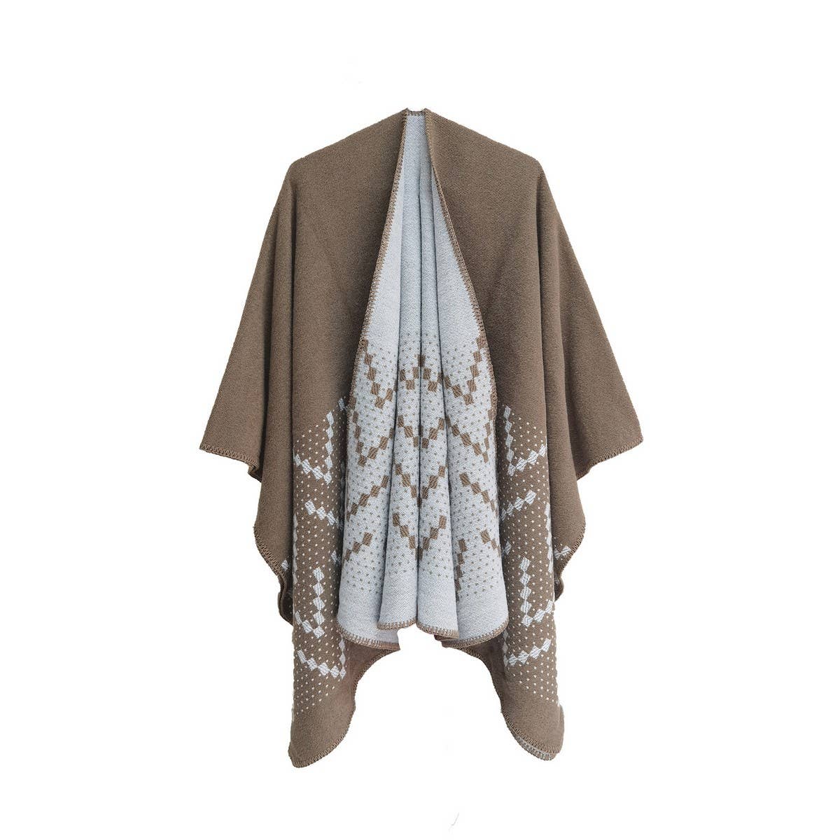 Women Color Match Wrapped Cardigan Shawl