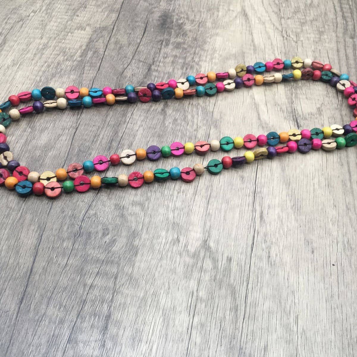 Wooden Bead Coconut Shell Pendant Necklace_Cwmm4856