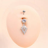 CREATIVE WHEAT CZ DANGLE BELLY RING PIERCING_CWMM9324