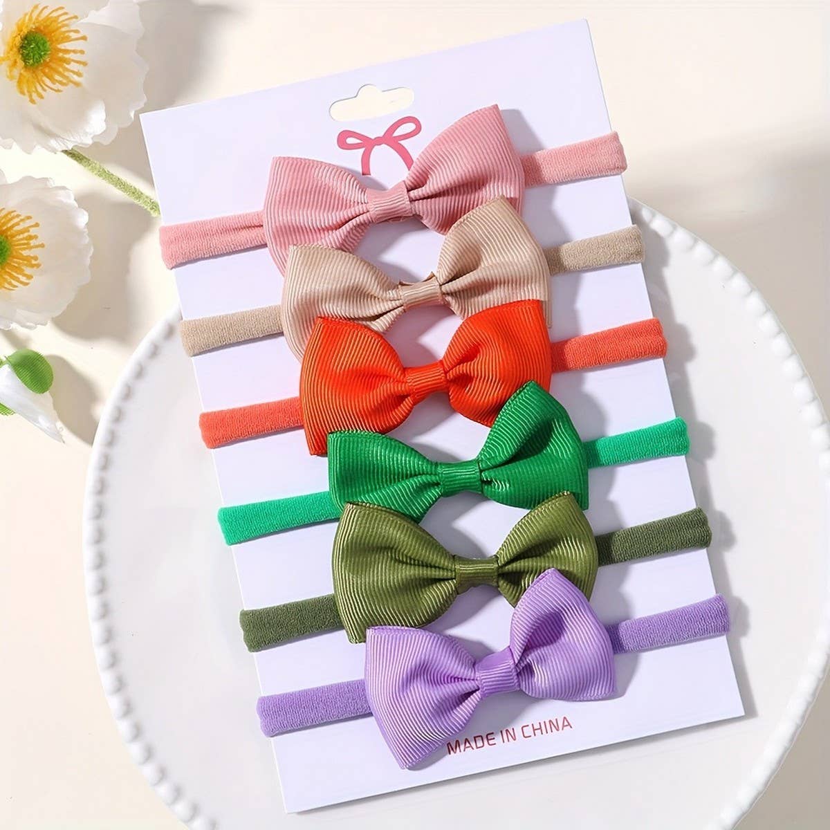 KIDS BOW HEADBAND SET ELASTIC NYLON NO MARKS_CWAHA6720