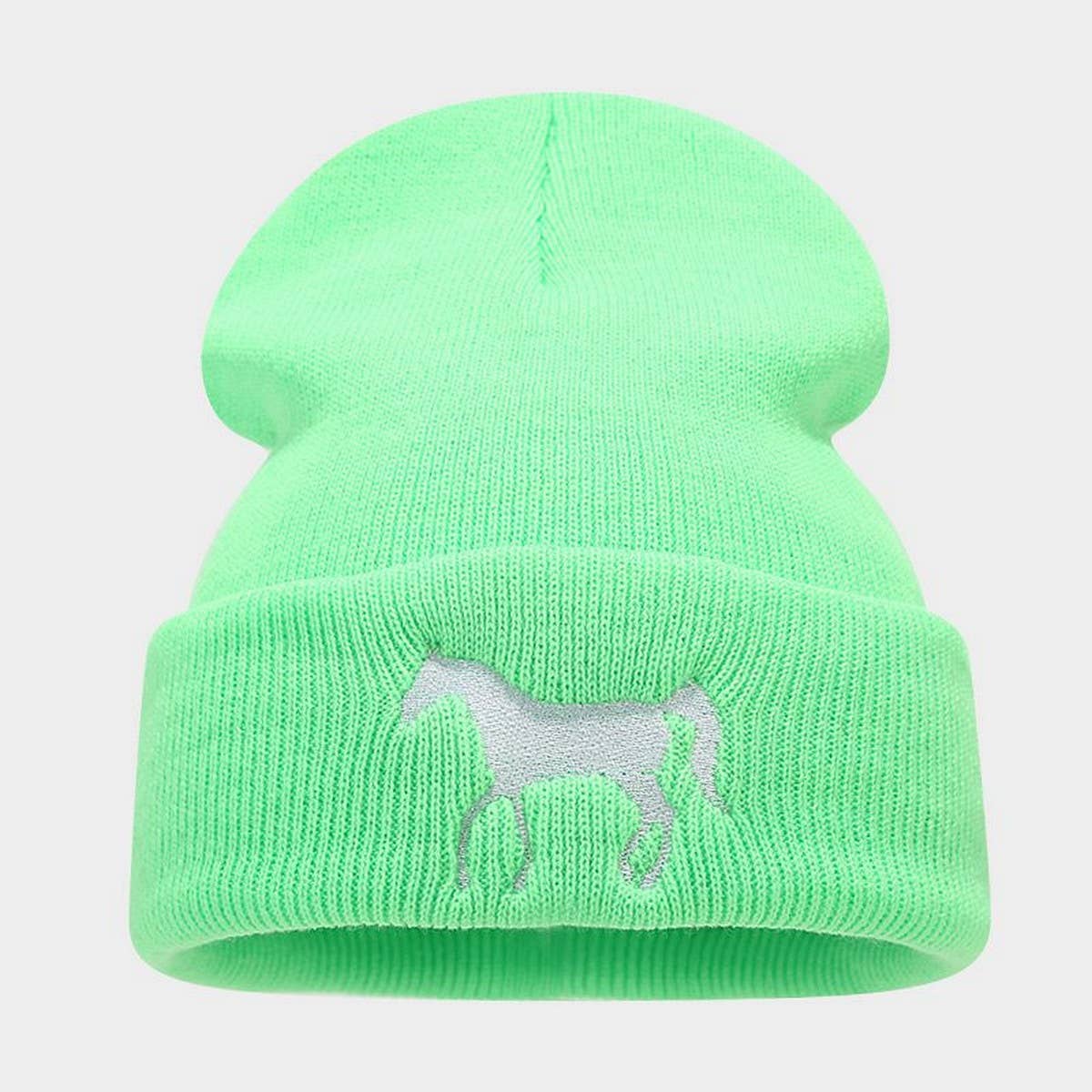 HORSE EMBROIDERY WARM COLD OUTDOOR KNITTED HAT_CWAH2090