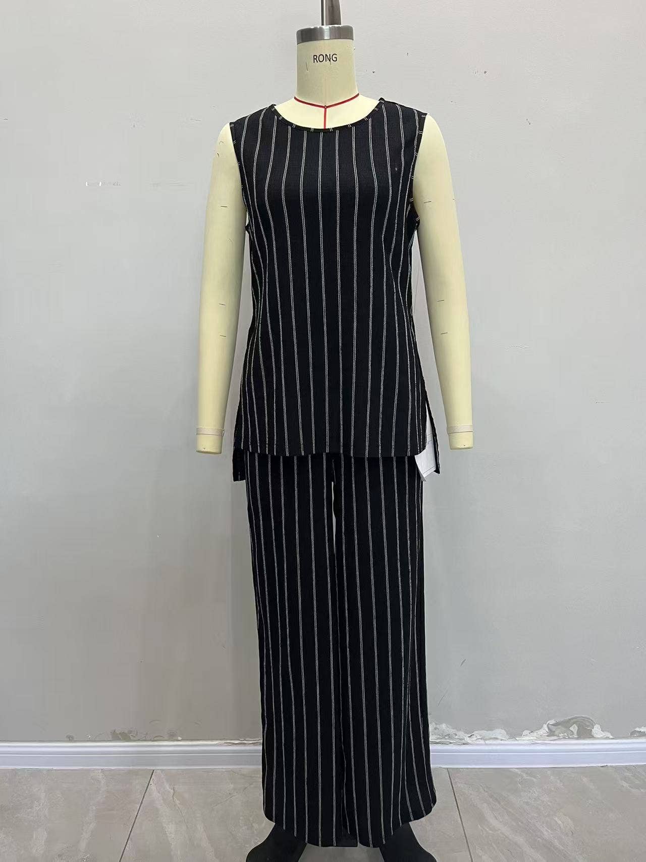 Striped Tank Top Wide Leg Pants Loose Suit