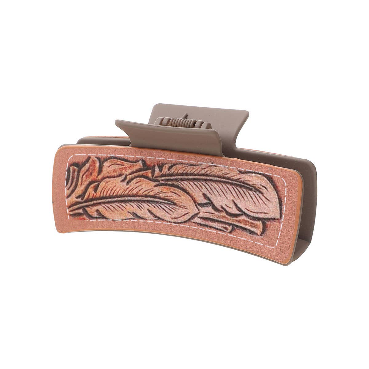 Western Cactus Feather Floral Print Hair Claw_Cwasc1627