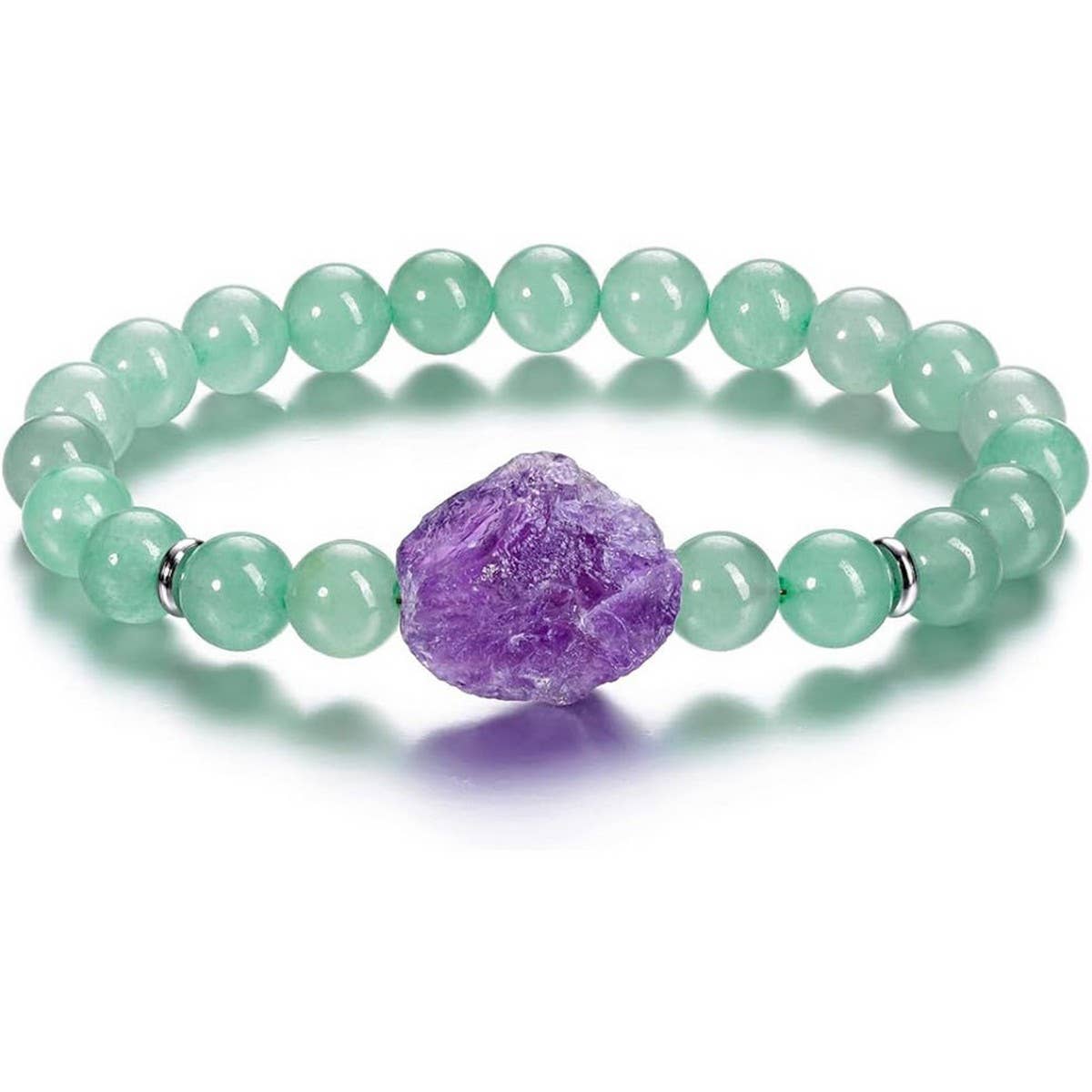 Cwaje3876_Amethyst Irregular Raw Stone Beads Bracelet