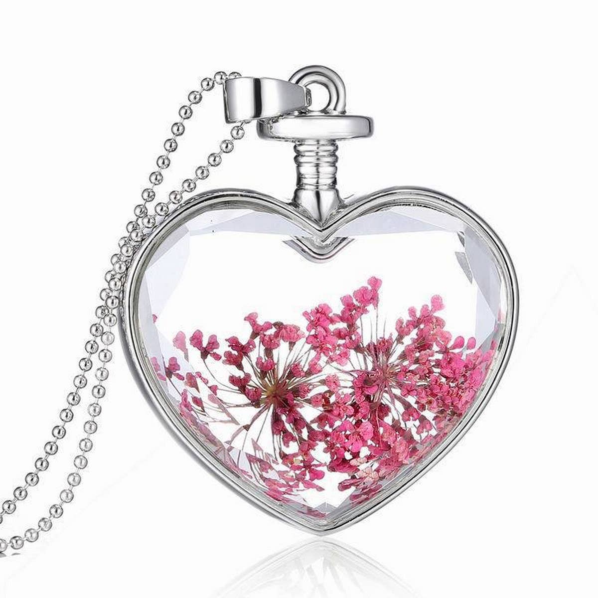 HEART CRYSTAL PLANT DRIED FLOWER NECKLACE_CWAJE2432