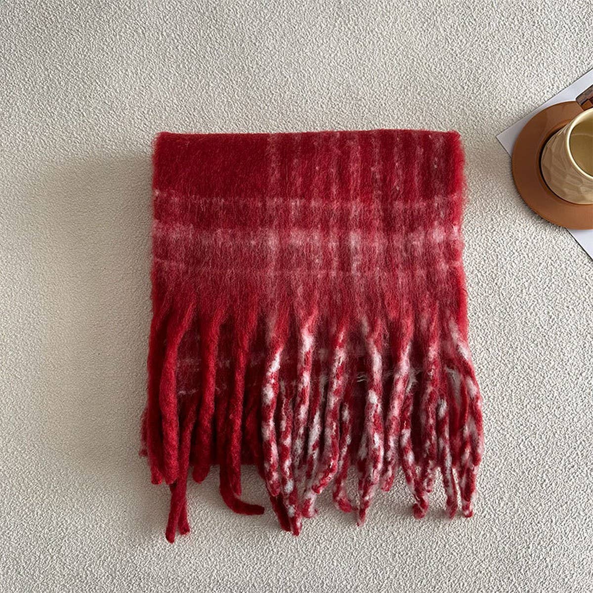 RED PLAID SCARF SOFT FAUX CASHMERE WINTER WRAP_CWASC2343