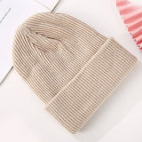 Cwah04349_Thick Knit Beanie Hat Unisex Black Winter