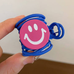 SMILEY FACE PONYTAIL HAIR CLAW CLIPS FOR WOMENS_CWAHA0291