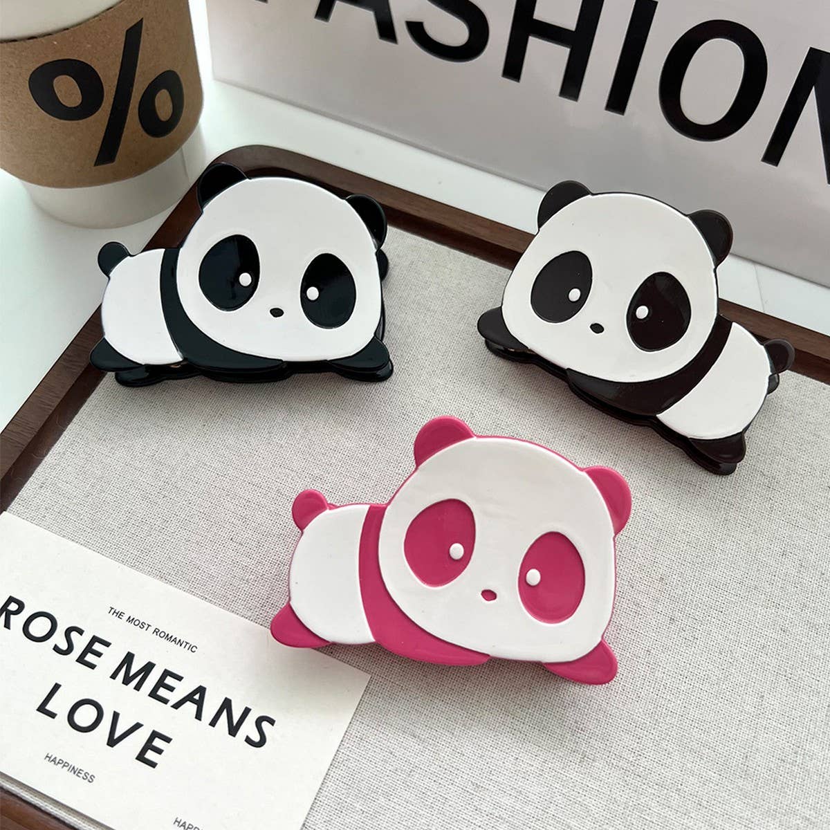 PANDA ACETATE HAIR CLAW CUTE CHINESE STYLE CLIP_CWAHA5750
