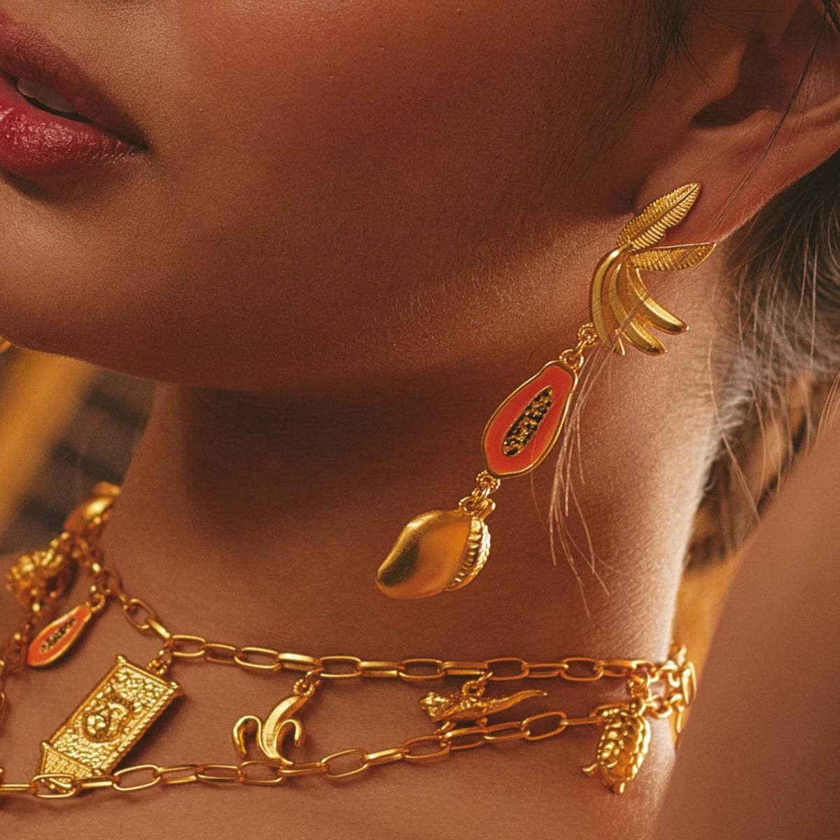 Tropical Fruit Earrings Stainless Steel Elegant