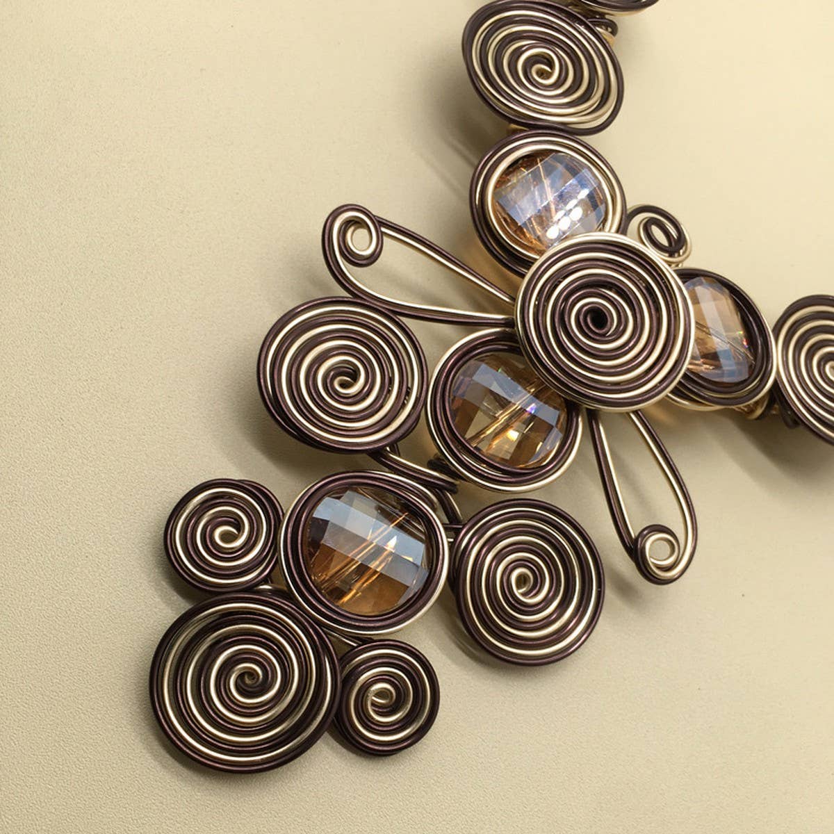 CRYSTAL ALUMINUM WIRE BRAIDED NECKLACE EARRING SET_CWMM4958