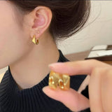 SMALL LUXURY SIMPLE GOLD TEXTURE HIGH END EARRINGS_CWAJE3143