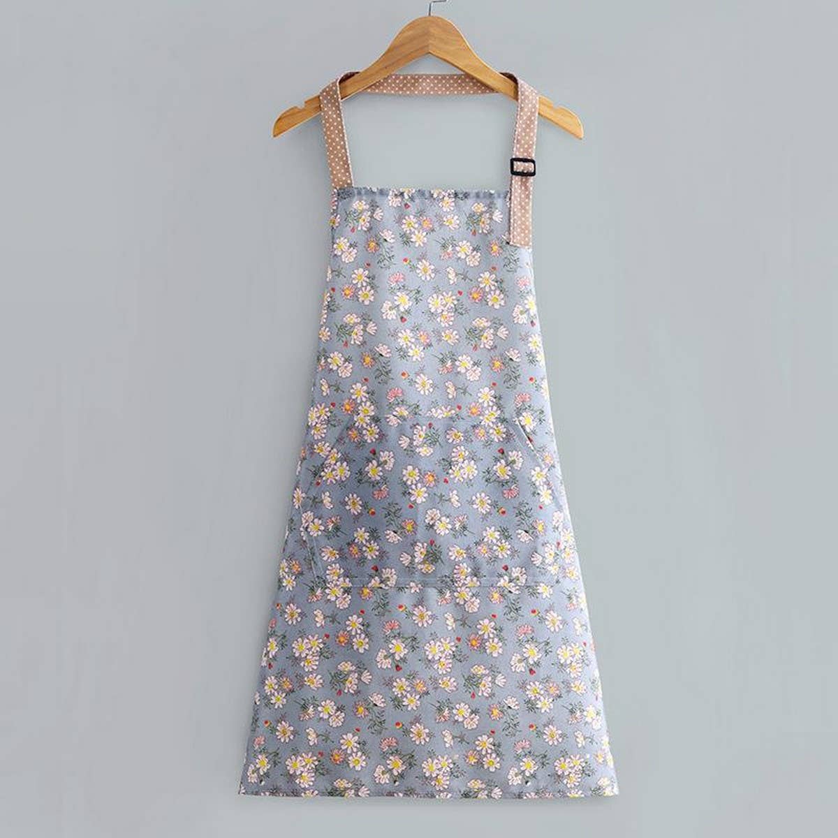 FLORAL PRINT SUMMER THIN CANVAS APRON WITH POCKETS_CWMM2039