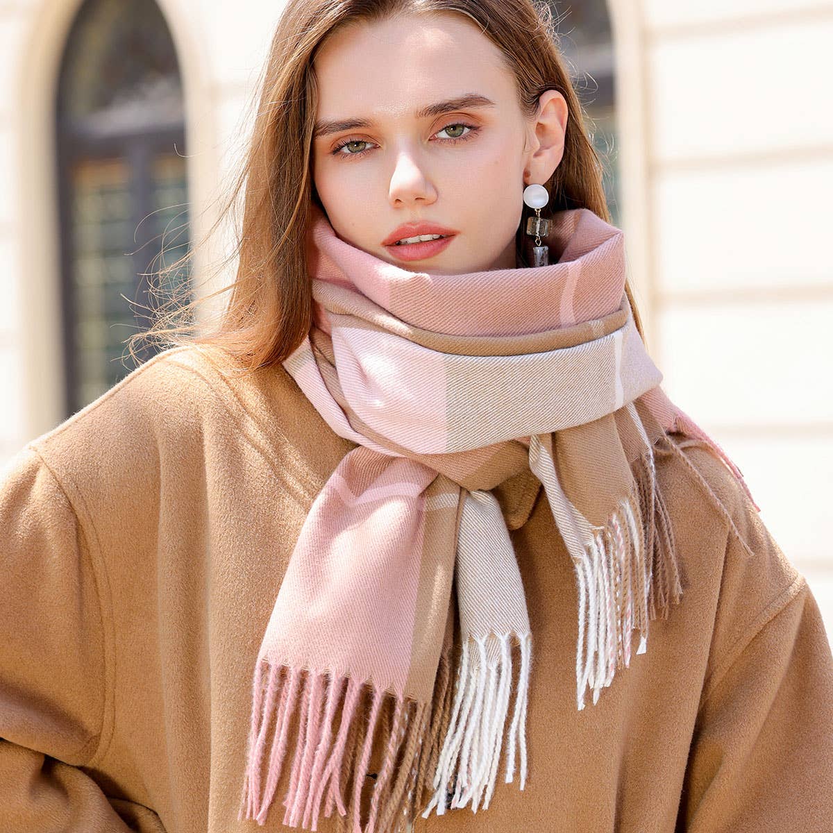 DOPAMINE COLOR MATCHING CASHMERE SCARF WARM_CWASC0220