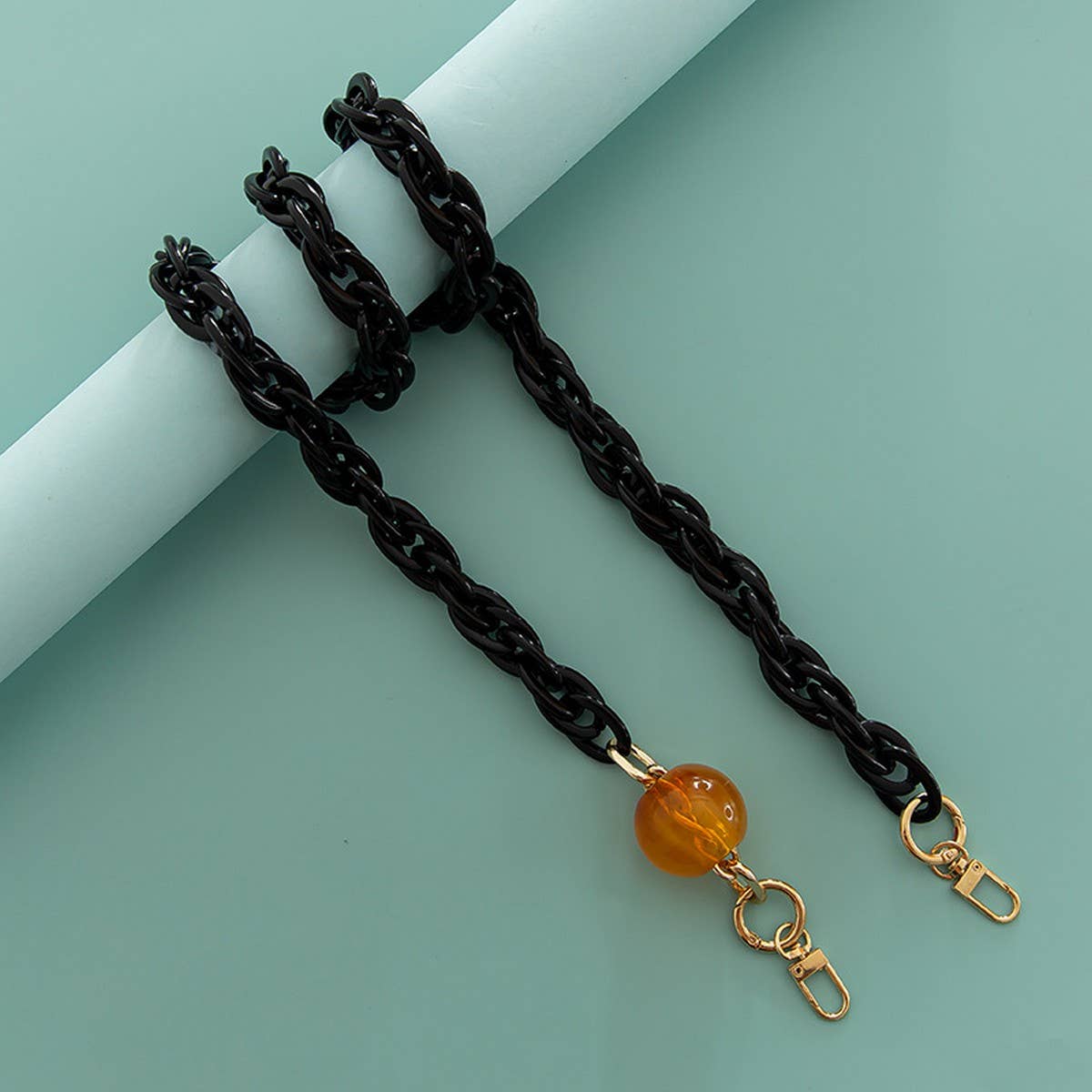 RESIN ACRYLIC LARGE LANTERN BEADS BAG CHAIN STRAP_CWMM5106