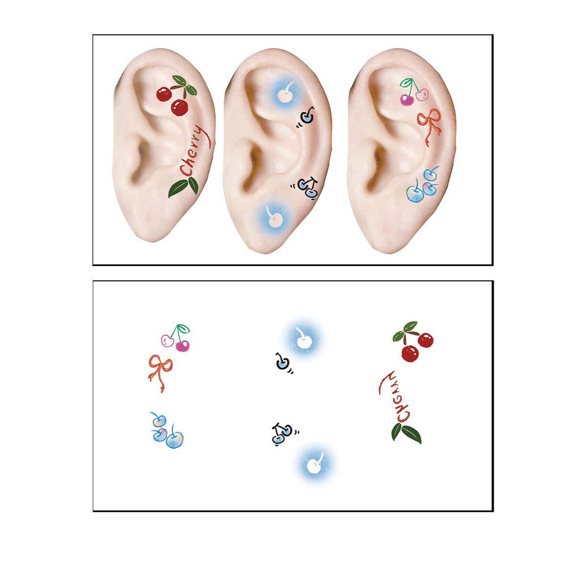 Waterproof Ear Tattoos Cute Cartoon Set_Cwmm8395