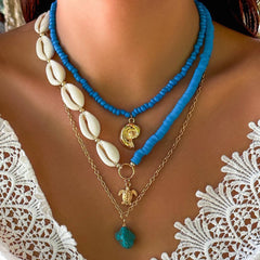 Vintage Bohemian Sunflower Layered Necklace_Cwmm3194