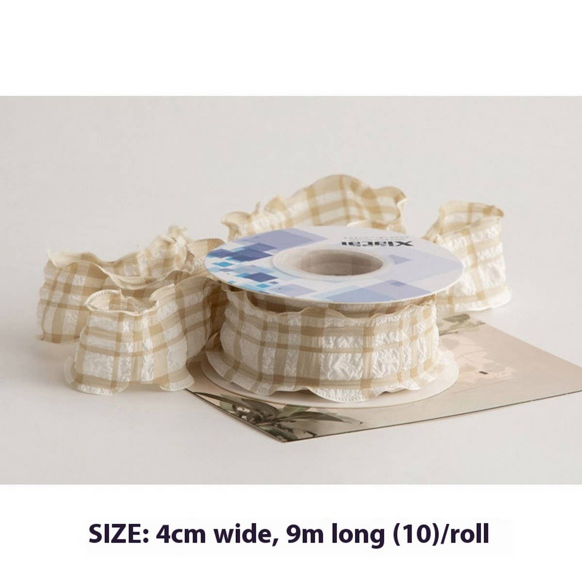 COLORFUL PUFF PLAID RIBBON FISHTAIL YARN RIBBON_CWMM5777