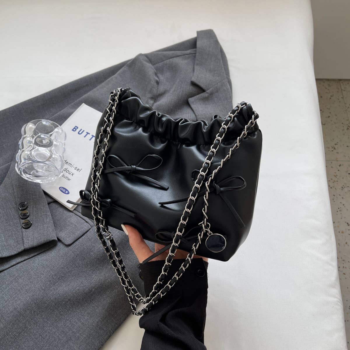 Women Bow Bucket Bag Shoulder Bag_Cwab1562