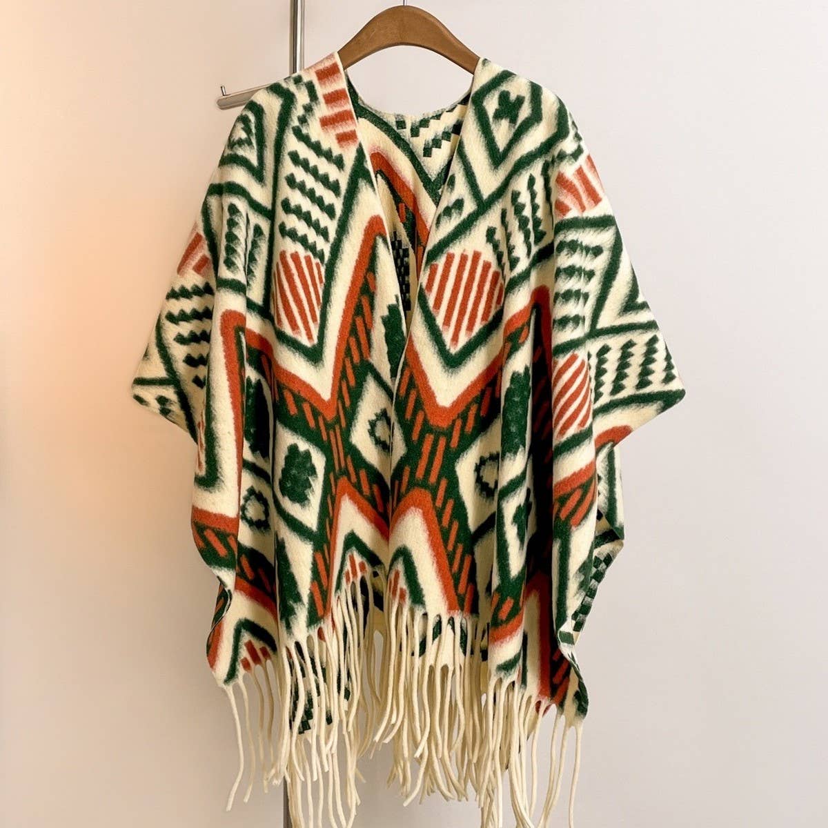 Thick Open-Side Shawl Women Winter Poncho_Cwocasl00094