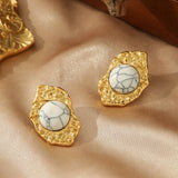 EARRINGS VINTAGE TURQUOISE OVAL STUD EARRINGS_CWMM3651