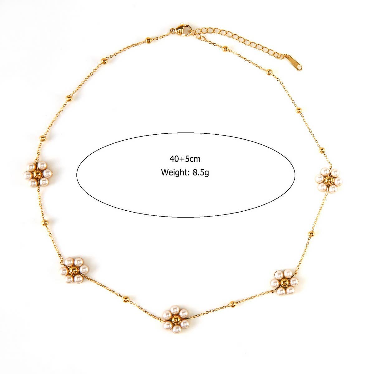 FASHION STEEL DAISY NECKLACE WITH PEARL SET_CWMM8837