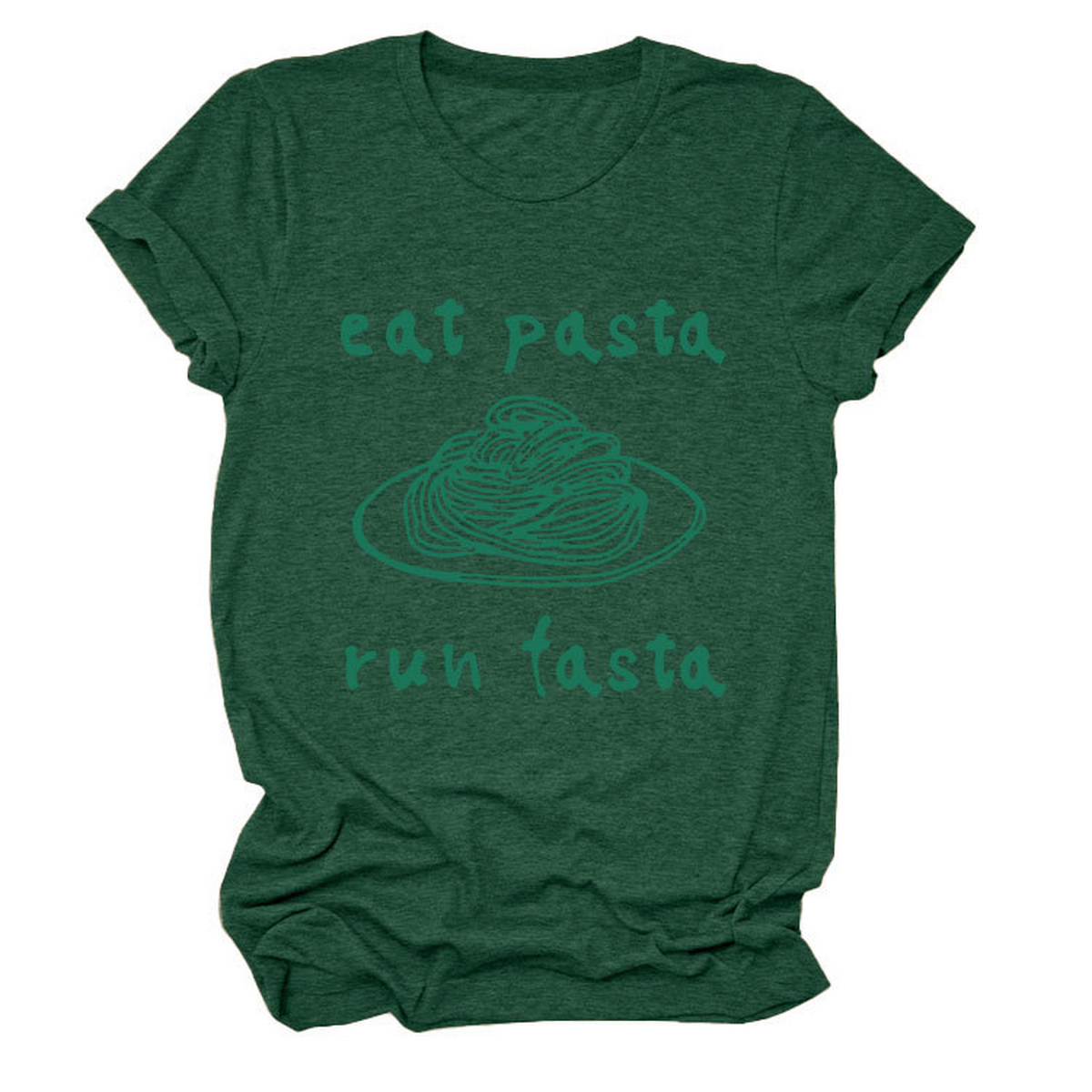 Trendy Womens Short Sleeve Tee Eat Pasta Run