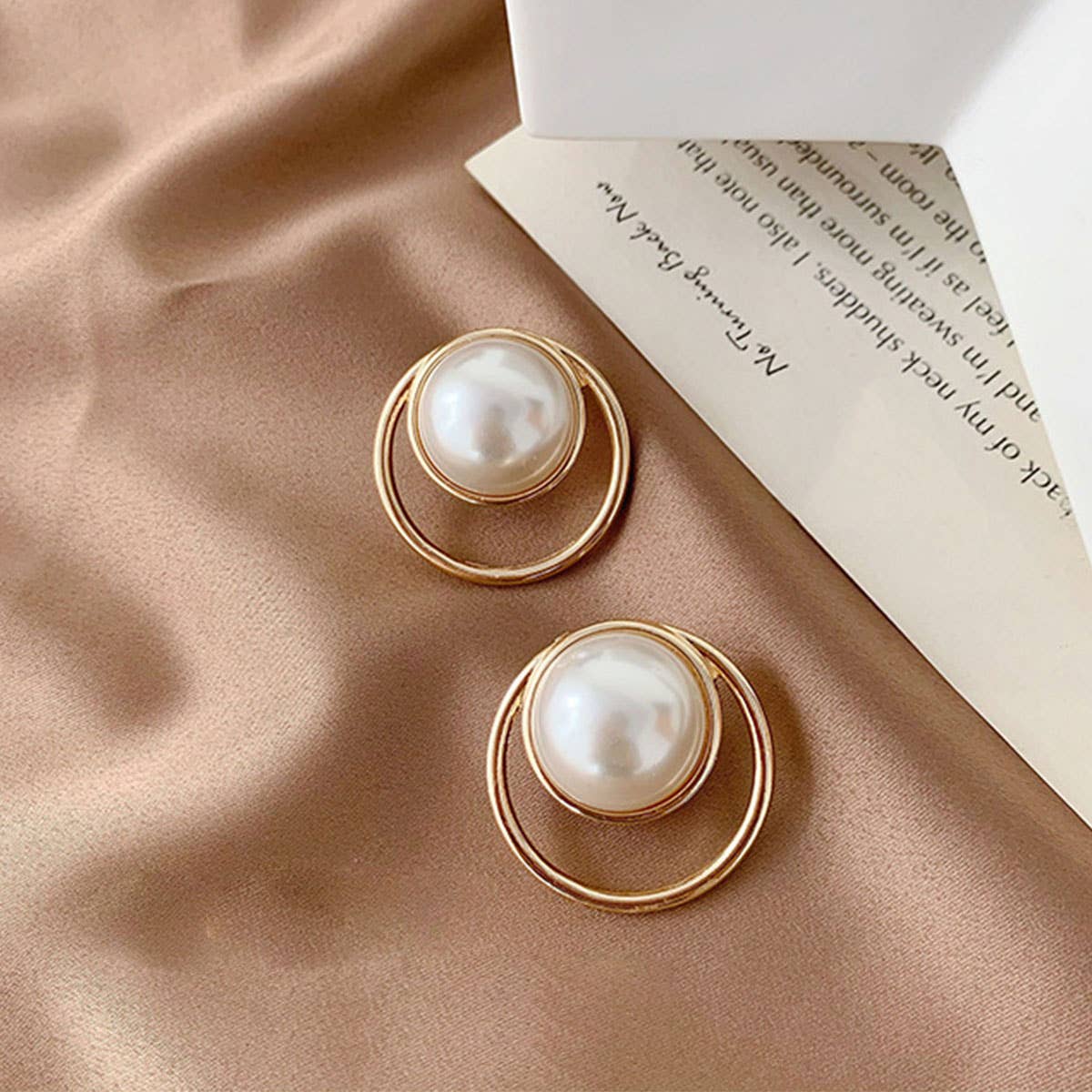 S925 Silver Needle Pearl Stud Geometric Earrings