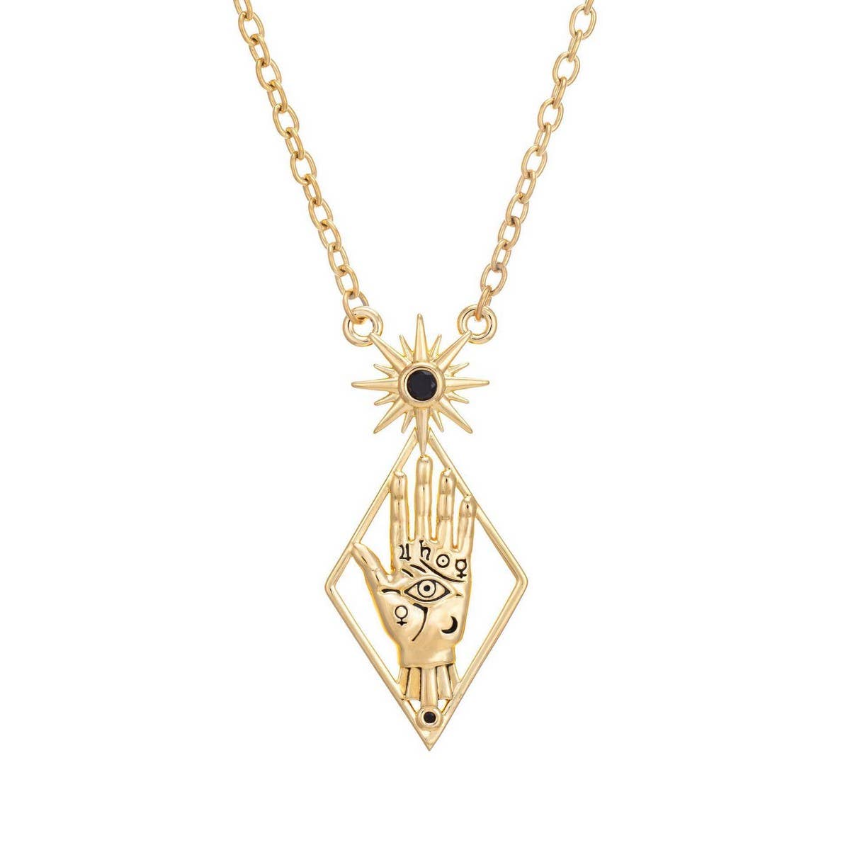 CREATIVE STAINLESS STEEL PALM TOTEM NECKLACE_CWMM5696