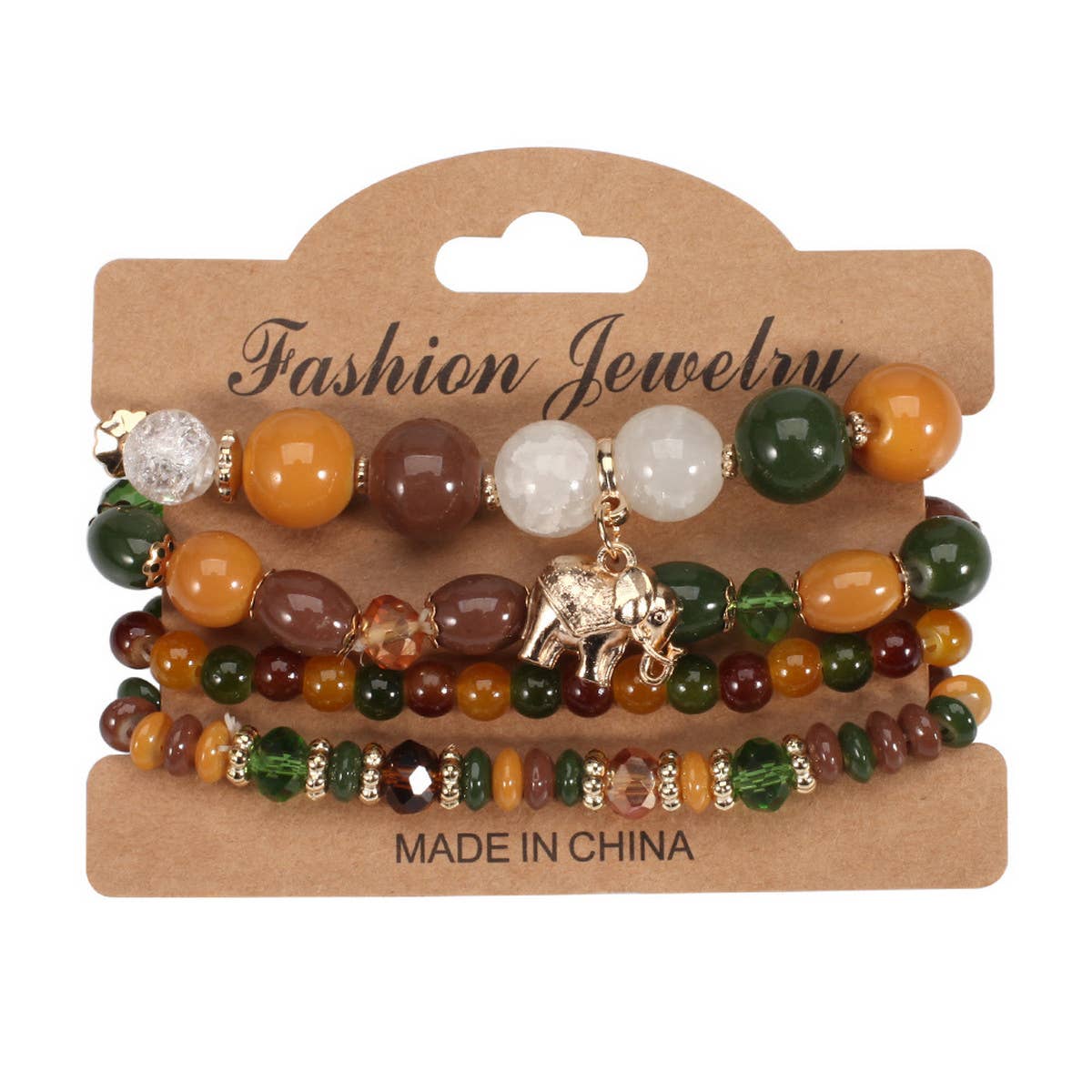 BOHEMIAN ELEPHANT CHARM BEADED BRACELET_CWAJE2210